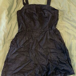 Old Navy Black Sleeveless Square Neck Linen Blend Romper